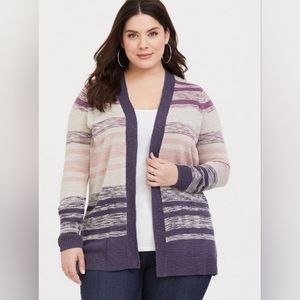 Torrid Taupe & Wild Berry Stripe Cardigan